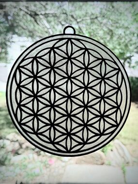 Flower of Life Sacred Geometry Suncatcher, Color Your Own Stained Glass Decor